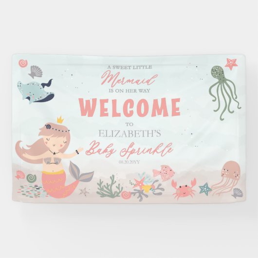 コーラルスイートリトルマーメイドシーガールベビー散水 横断幕 (横)
