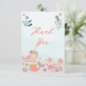 コーラルスウィートマーメイドシーガールベビーシャワーありがとう サンキューカード (スタンド正面)