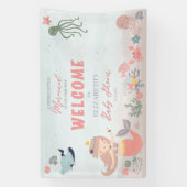 コーラルスウィートリトルマーメイドシーガールベビーシャワー 横断幕 (縦)