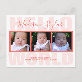 コーラルスクリプトハローワールドタイポグラフィ3写真 案内ポストカード