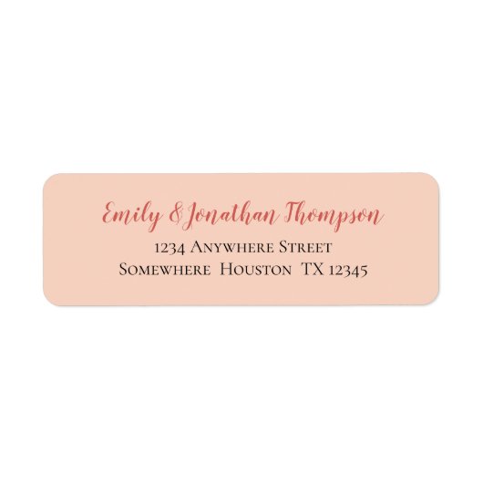 コーラルスクリプト黒い文字ピーチ戻り名住所 ラベル (正面)