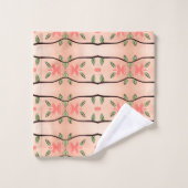 コーラルスタイリッシュピーチフローラタオルセット バスタオルセット (ウォッシュタオル)