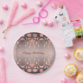 コーラルスタイリッシュフローラ ペーパープレート (パーティー)