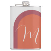 コーラルスタイリッシュマゼンタピンクアーチおよびモノグラム フラスク (正面)