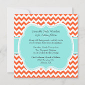 コーラルスタイリッシュ&アクアマリン結婚式招待状 招待状 (正面)