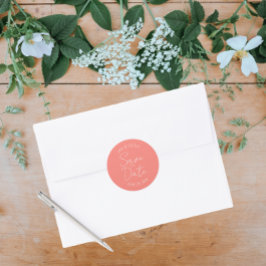 コーラルスタイル化された結婚式の日付を保存 ラウンドシール