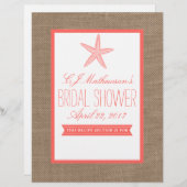 コーラルスターフィッシュビーチブライダルシャワーレシピ分周器 (正面/裏面)