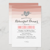 コーラルストライプハート&アローリハーサルディナー 招待状 (正面/裏面)