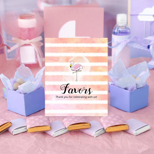 コーラルストライプフラミンゴベイビーシャワーウィーズ ポスター