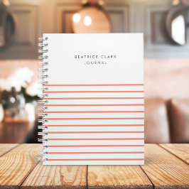 コーラルストライプミニマリストモダンジャーナル ノートブック