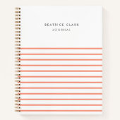 コーラルストライプミニマリストモダンジャーナル ノートブック (正面)