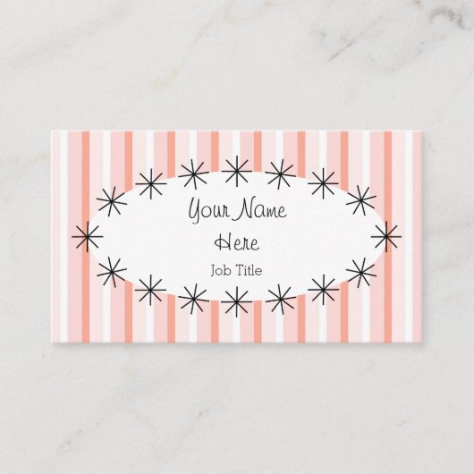 コーラルストライプ楕円形名刺 名刺 (正面)