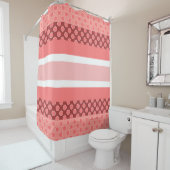 コーラルストライプ水玉模様 シャワーカーテン (インサイチュ)