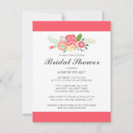 コーラルストライプ フラワーブライダルシャワー招待状 招待状
