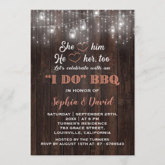 コーラルストリングライツバーンI DO BBQリハーサルディナー 招待状