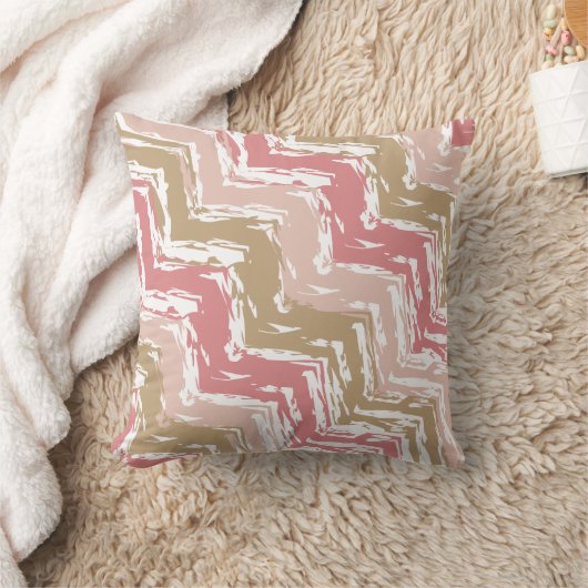 コーラルスパイススクライブラスジグザグシェブロンパターン クッション (ブランケット)