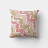 コーラルスパイススクライブラスジグザグシェブロンパターン クッション (正面)