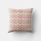 コーラルスパイススクライブラスジグザグシェブロンパターン クッション (裏面)