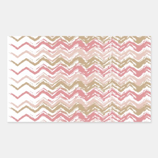 コーラルスパイススクライブラスジグザグシェブロンパターン 長方形シール (正面)