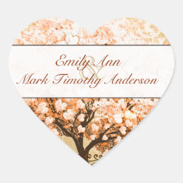 コーラルスワールハートリーフ結婚ツリーのシール ハートシール