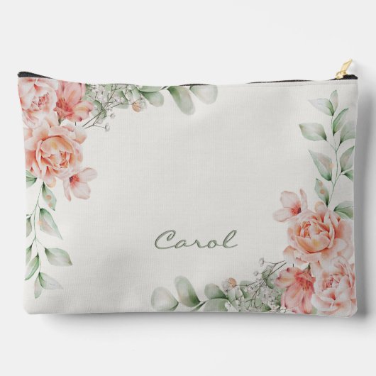 コーラルセージグリーンフローラマザーオブザブライド アクセサリーポーチ (裏面)