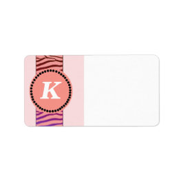 コーラルゼブラパターンモノグラム ラベル