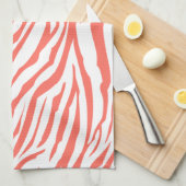 コーラルゼブラパターン キッチンタオル (四つ折り)