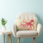 コーラルタコon Cream - Lumbar枕 ランバークッション (椅子)