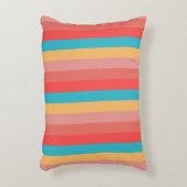 コーラルターコイズイエローストライプズ アクセントクッション (正面(垂直))