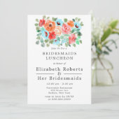 コーラルターコイズペイントフラワーズ ブライズメイドのランチョン 招待状 (スタンド正面)