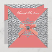 コーラルダイアモンズコーラルスウィート16バースデーパーティー 招待状 (正面/裏面)