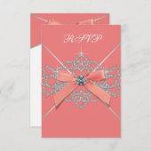 コーラルダイアモンズコーラルスウィート16バースデーパーティーRSVP 出欠カード (正面/裏面)