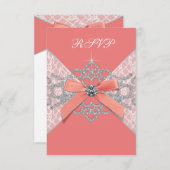 コーラルダイアモンズコーラルスウィート16バースデーパーティーRSVP 出欠カード (正面/裏面)