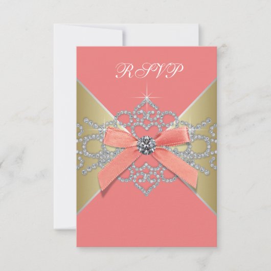 コーラルダイアモンズコーラル金ゴールドバースデーパーティーRSVP 出欠カード (正面)