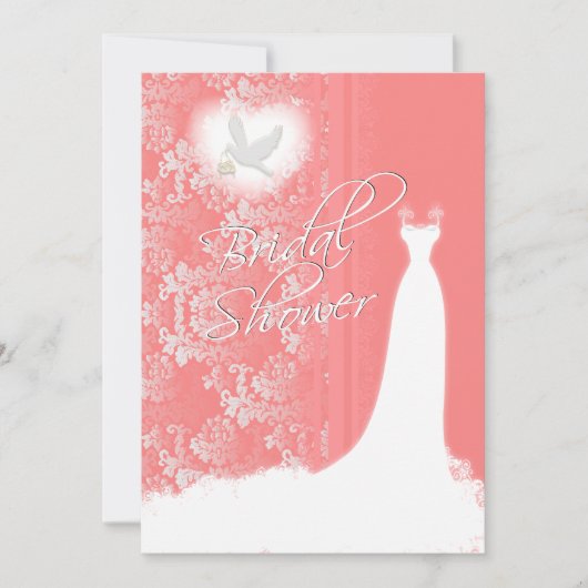 コーラルダエレガントマスクブライダルシャワー 招待状 (正面)