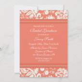 コーラルダマスクフォトブライダルランチョン招待状カード 招待状 (裏面)