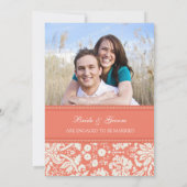 コーラルダマスクフォト婚約パーティ招待状 招待状 (裏面)