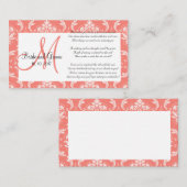 コーラルダマスク結婚式ウィッシングウェルカード エンクロージャーカード (正面/裏面)