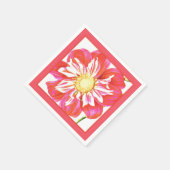 コーラルダ赤と白リアストライプのプリント スタンダードカクテルナプキン (角)