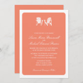 コーラルツーアディロンドックビーチチェア結婚ズ 招待状 (正面/裏面)