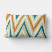 コーラルティール(緑がかった色)セージグリーンオフホワイトアイボリージグザグザグザグ ランバークッション (正面)