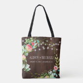 コーラルティール（緑がかった色）フローラバーンウッドライトメイド・オブ・オーナー（花嫁付き添い人） トートバッグ (裏面)