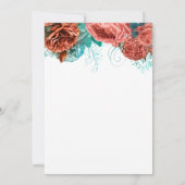 コーラルティール(緑がかった色)ブルーフローラ70thバースデーパーティー 招待状 (裏面)