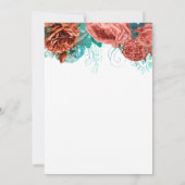 コーラルティール(緑がかった色)ブルーフローラ80thバースデーパーティー 招待状 (裏面)