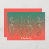 コーラルティール（緑がかった色）ベリー踊りダンサーのダンスレッスン ポストカード (正面/裏面)