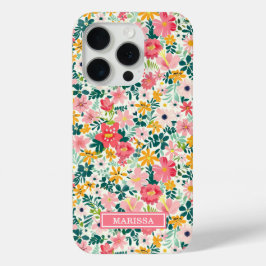 コーラルディッツィーフラワーモノグラム iPhone 15 PROケース