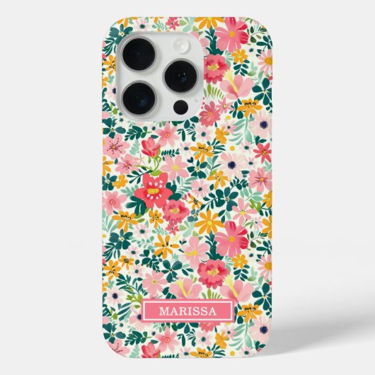 コーラルディッツィーフラワーモノグラム Case-Mate iPhoneケース (裏面)