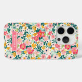 コーラルディッツィーフラワーモノグラム Case-Mate iPhoneケース (裏面 (横))