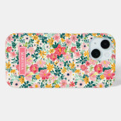 コーラルディッツィーフラワーモノグラム Case-Mate iPhoneケース (裏面 (横))