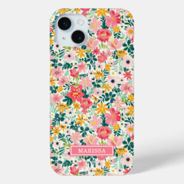 コーラルディッツィーフラワーモノグラム iPhone 15 MINIケース